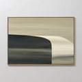Original hand painted deep charcoal and cream abstract wave oil painting canvas wall art, nordic scandinavian elegant luxury minimalist modern home de