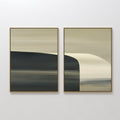 Hand painted original black ivory abstract oil painting diptych canvas wall art, nordic scandinavian elegant luxury minimalist modern living room home