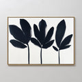 Original hand painted black ink botanical silhouette oil painting canvas wall art, nordic scandinavian minimalist elegant luxury modern home decor int
