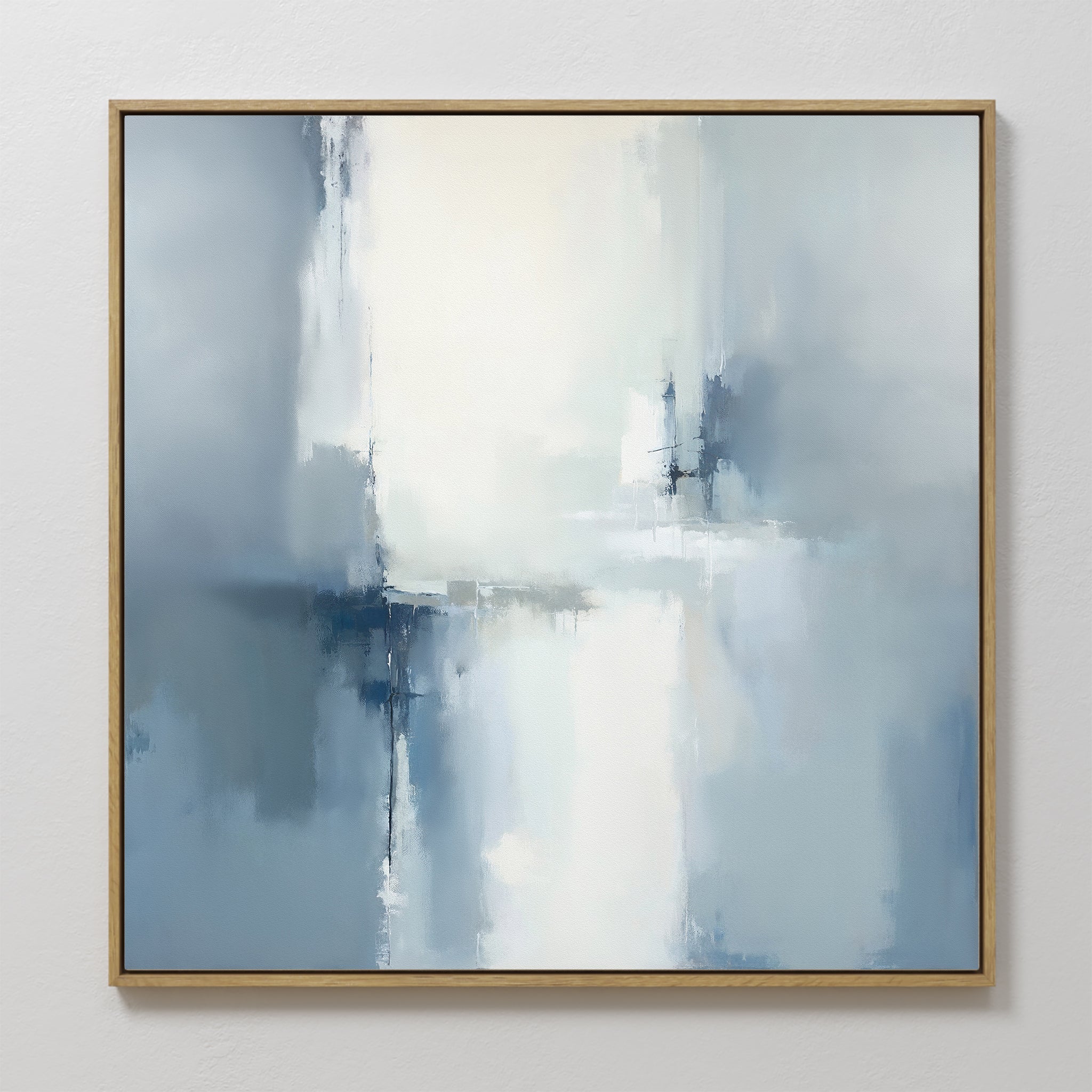 Original hand painted pale blue grey white abstract oil painting canvas wall art, nordic scandinavian elegant luxury minimalist modern living room hom
