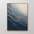 Original hand painted navy blue silver textured wave abstract oil painting canvas wall art, nordic scandinavian elegant luxury modern coastal home dec