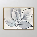 Original hand painted grey ivory botanical leaf oil painting canvas wall art, nordic scandinavian elegant minimalist luxury modern living room home de