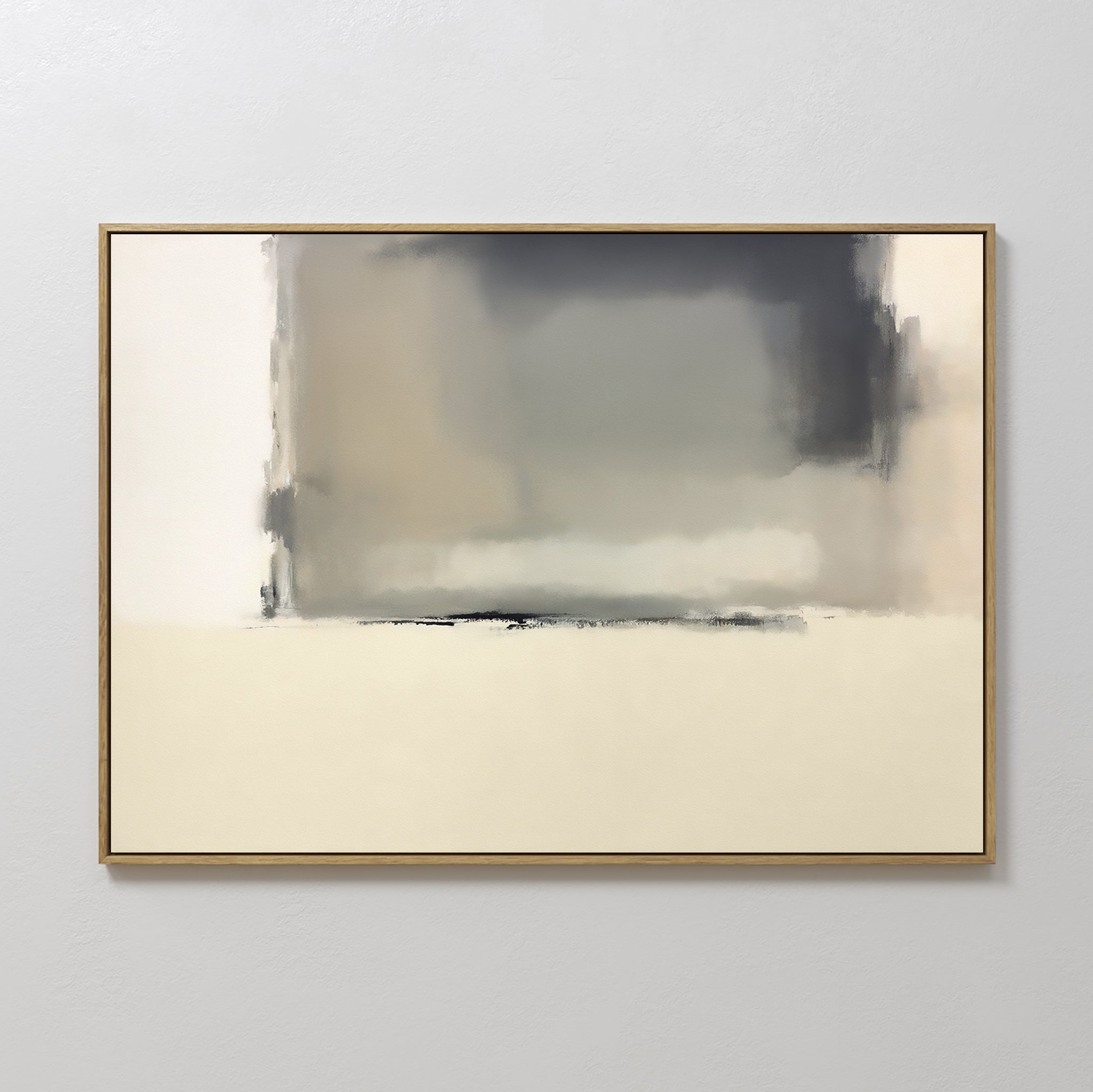 Original hand painted ivory charcoal grey atmospheric abstract oil painting canvas wall art, nordic scandinavian elegant luxury minimalist modern home