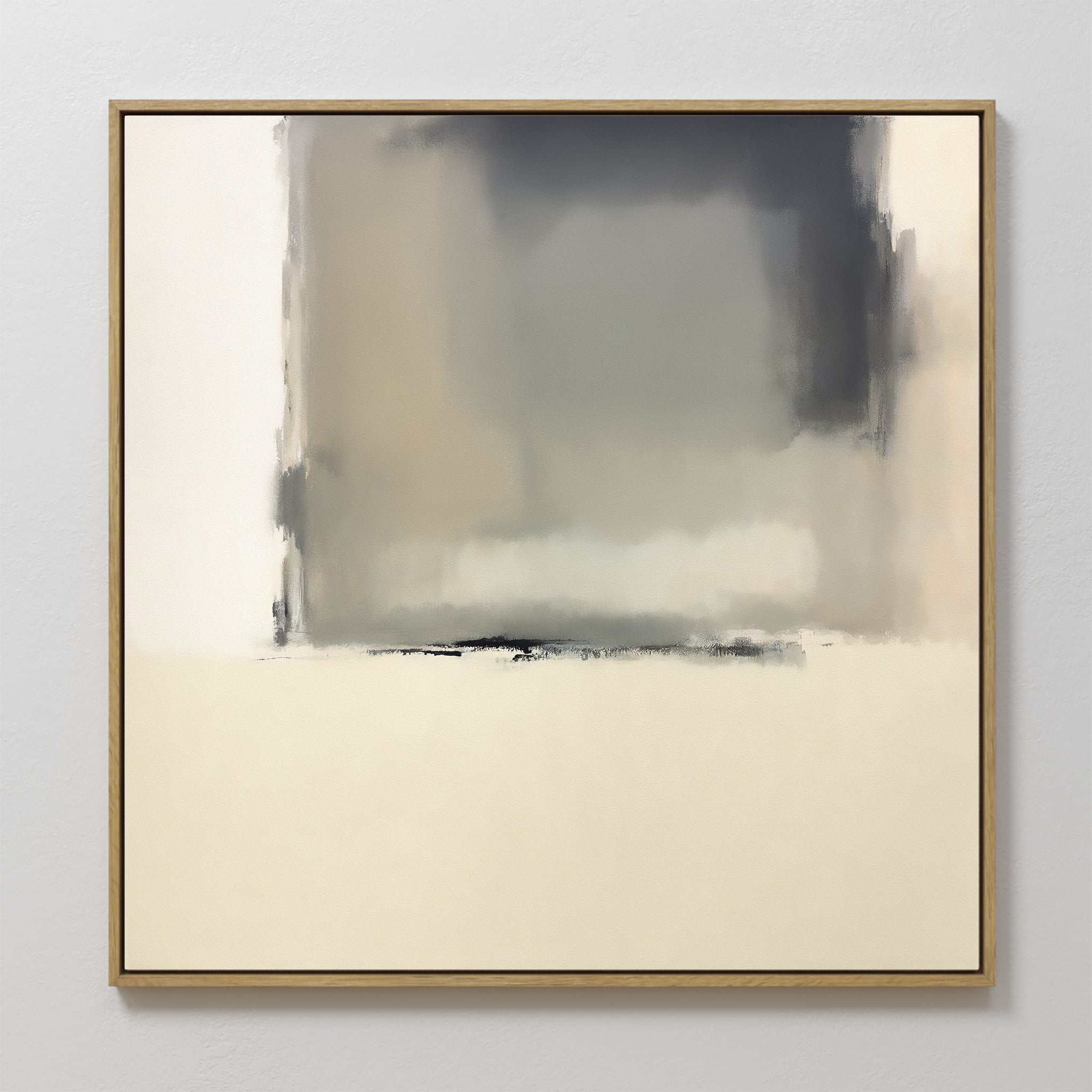 Original hand painted grey charcoal ivory atmospheric abstract oil painting canvas wall art, nordic scandinavian elegant luxury minimalist modern home