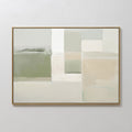 Hand painted original sage green cream beige geometric abstract oil painting canvas wall art, nordic scandinavian elegant luxury minimalist modern hom