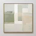 Hand painted original sage green ivory beige geometric abstract oil painting canvas wall art, nordic scandinavian elegant luxury minimalist modern hom