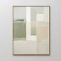 Original hand painted sage green beige ivory geometric abstract oil painting canvas wall art, nordic scandinavian elegant luxury modern minimalist hom