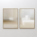 Original hand painted beige ivory atmospheric abstract oil painting set of 2 canvas wall art nordic scandinavian elegant luxury minimalist modern home