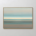 Original hand painted teal blush abstract seascape oil painting canvas wall art, nordic scandinavian minimalist elegant luxury coastal modern home dec