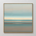 Original hand painted teal beige coastal abstract oil painting canvas wall art, nordic scandinavian elegant minimalist luxury modern living room home