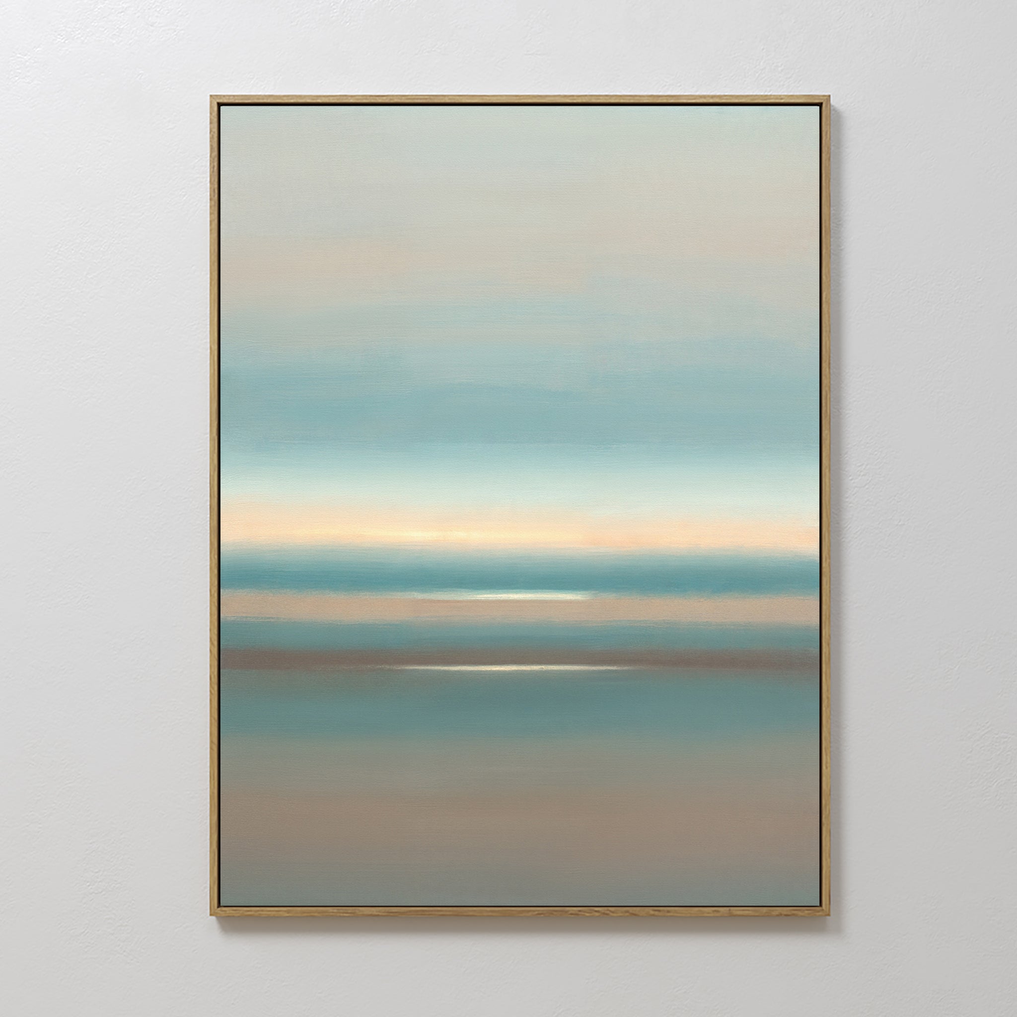 Original hand painted teal and sandy beige abstract coastal oil painting canvas wall art, nordic scandinavian elegant luxury modern bedroom home decor