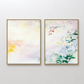 Original hand painted blush pink ivory botanical floral oil painting canvas wall art set of 2, nordic scandinavian elegant luxury modern home decor in