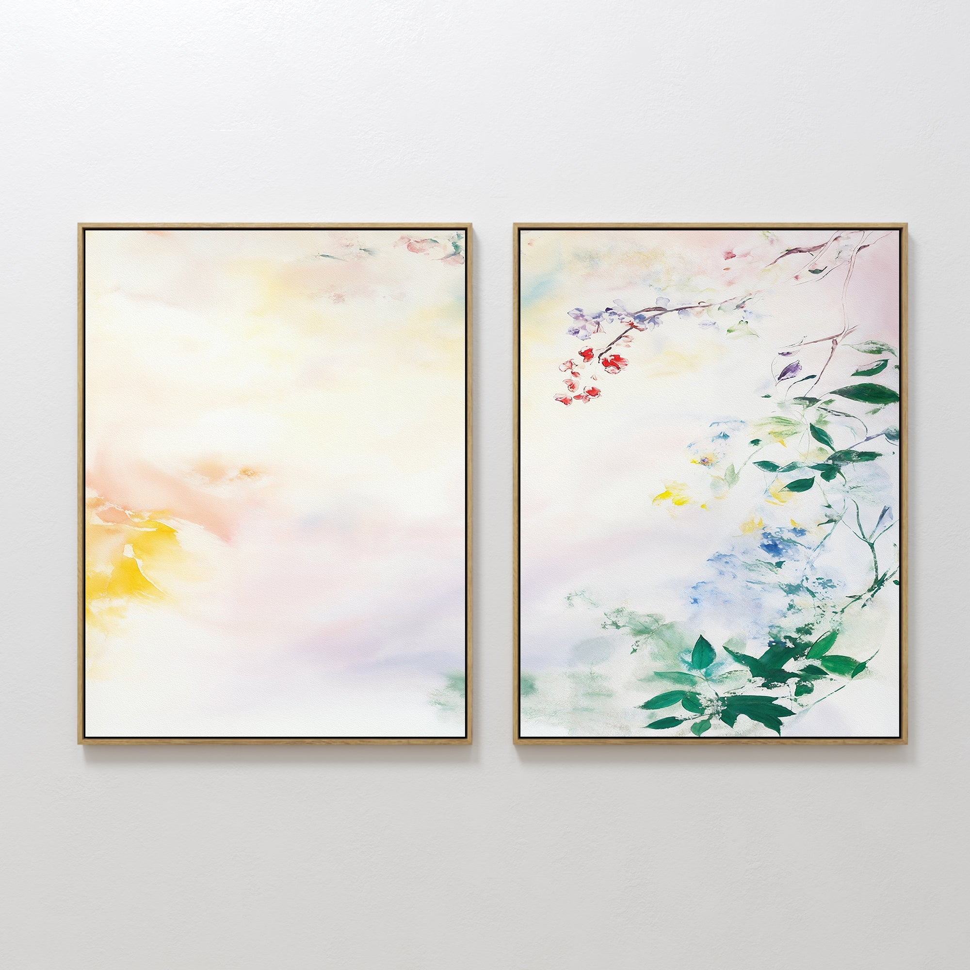 Original hand painted blush pink ivory botanical floral oil painting canvas wall art set of 2, nordic scandinavian elegant luxury modern home decor in