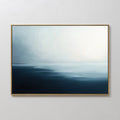 Original hand painted deep navy blue misty seascape oil painting canvas wall art, nordic scandinavian elegant minimalist luxury modern coastal home de