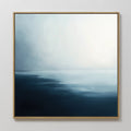 Original hand painted deep teal misty seascape oil painting canvas wall art, nordic scandinavian elegant luxury minimalist modern coastal home decor i