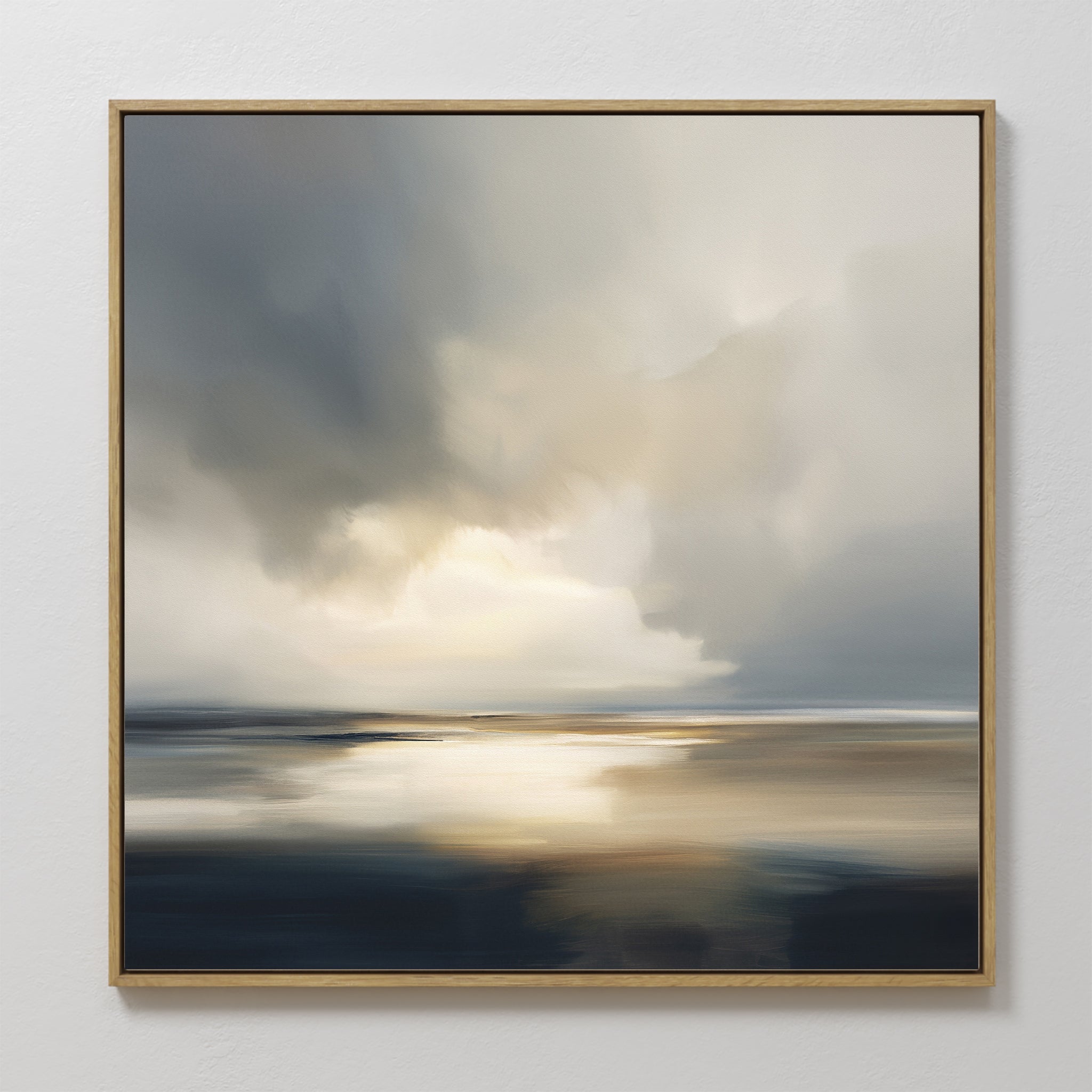 Original hand painted grey ivory navy seascape oil painting canvas wall art, nordic scandinavian elegant minimalist luxury coastal modern home decor i