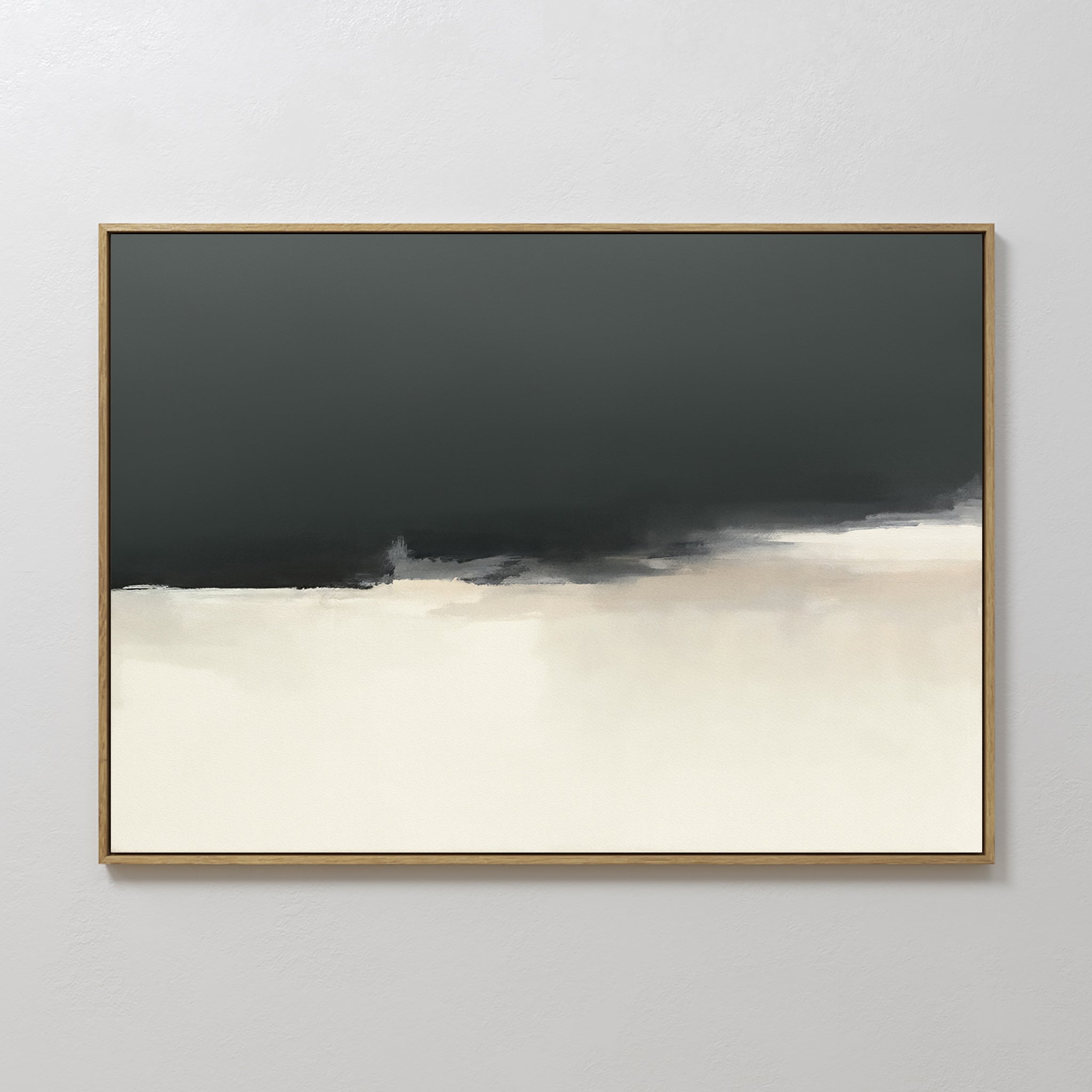 Original hand painted charcoal black cream abstract landscape oil painting canvas wall art, nordic scandinavian elegant luxury modern living room home