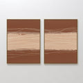 Original hand painted sienna rust beige abstract oil painting canvas wall art, flowing white lines nordic scandinavian elegant luxury modern home deco