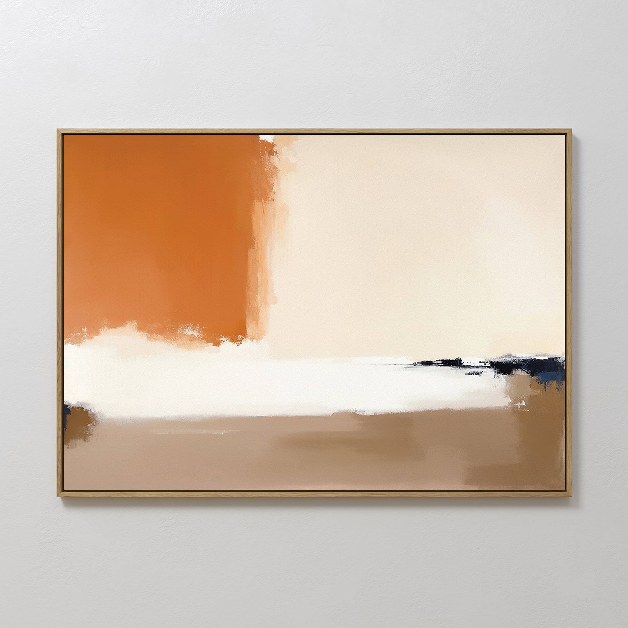 Original hand painted burnt orange cream taupe abstract oil painting canvas wall art, nordic scandinavian minimalist elegant luxury modern home decor