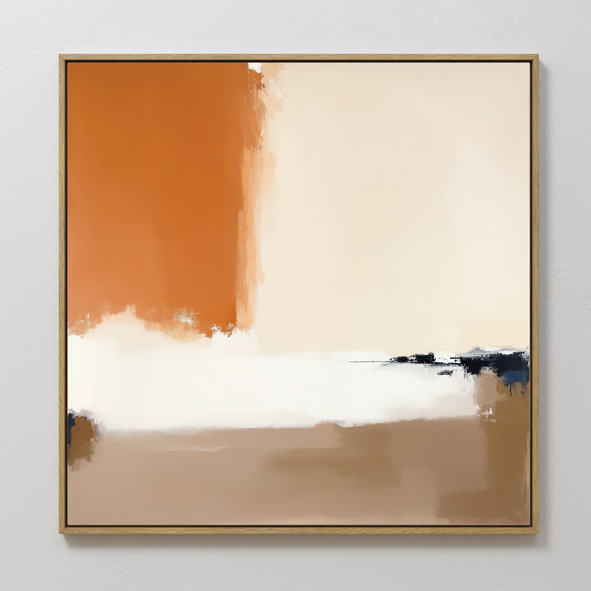 Hand painted burnt orange terracotta beige navy abstract original oil painting canvas wall art nordic scandinavian elegant luxury modern home decor in