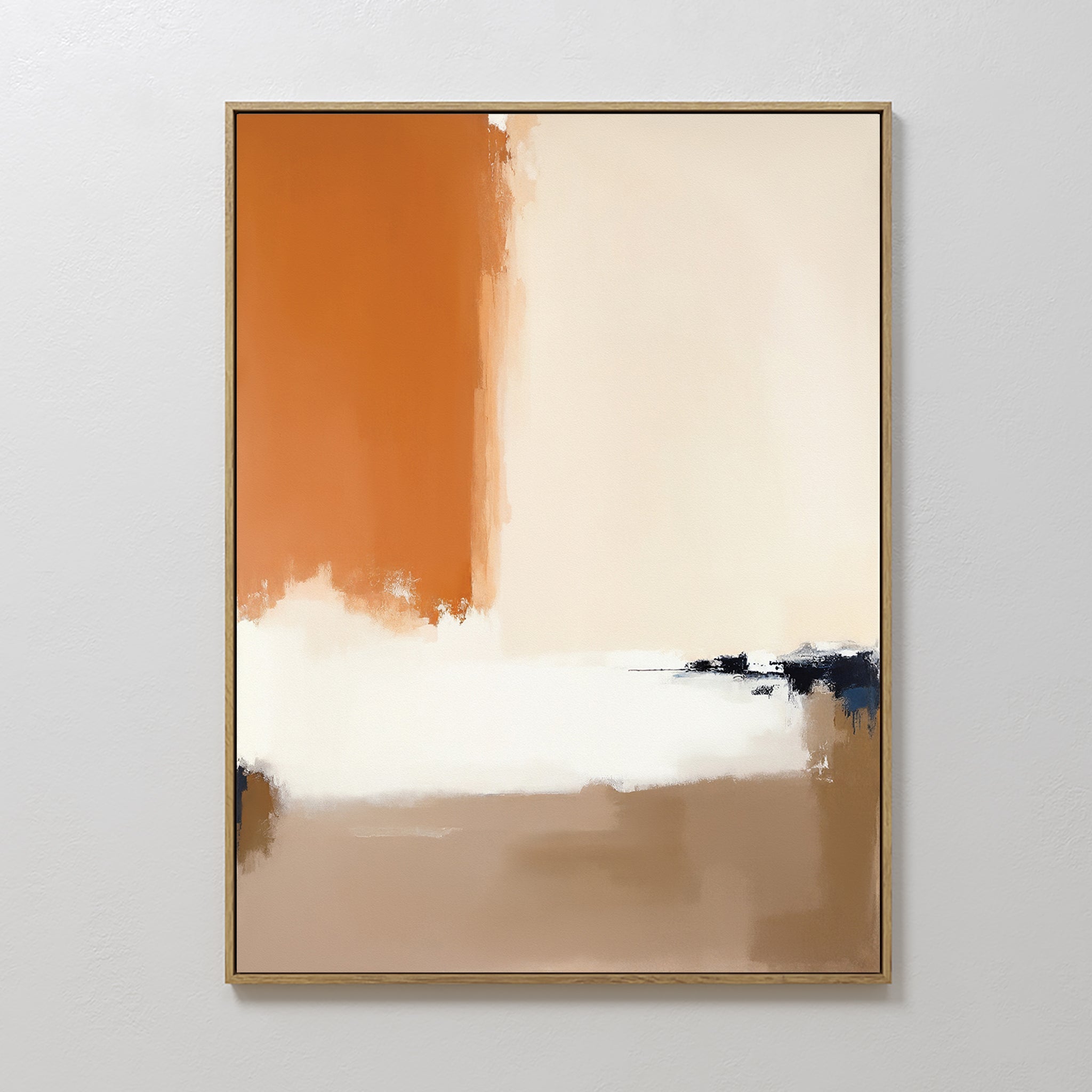 Hand painted original burnt orange beige abstract oil painting canvas wall art, nordic scandinavian elegant luxury modern living room home decor inter