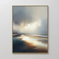 Hand painted original oil painting coastal beach storm amber gold teal grey canvas wall art nordic scandinavian elegant luxury modern interior design