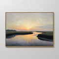 Original hand painted golden sunset coastal marsh oil painting canvas wall art, warm amber blush lavender elegant luxury nordic scandinavian modern in