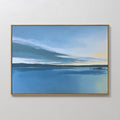 Original hand painted deep blue coastal dusk oil painting canvas wall art, nordic scandinavian minimalist elegant luxury modern living room home decor