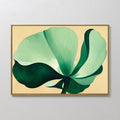Original hand painted emerald sage green botanical leaf oil painting canvas wall art, nordic scandinavian elegant luxury modern living room home decor