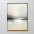 Original hand painted ivory teal charcoal misty coastal seascape oil painting canvas wall art, nordic scandinavian elegant luxury modern home decor in