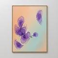 Hand painted original purple violet floral abstract oil painting canvas wall art, peach mint gradient nordic scandinavian elegant luxury modern home d