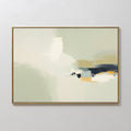 Original hand painted sage green ivory navy amber abstract oil painting canvas wall art, nordic scandinavian elegant luxury minimalist modern living r