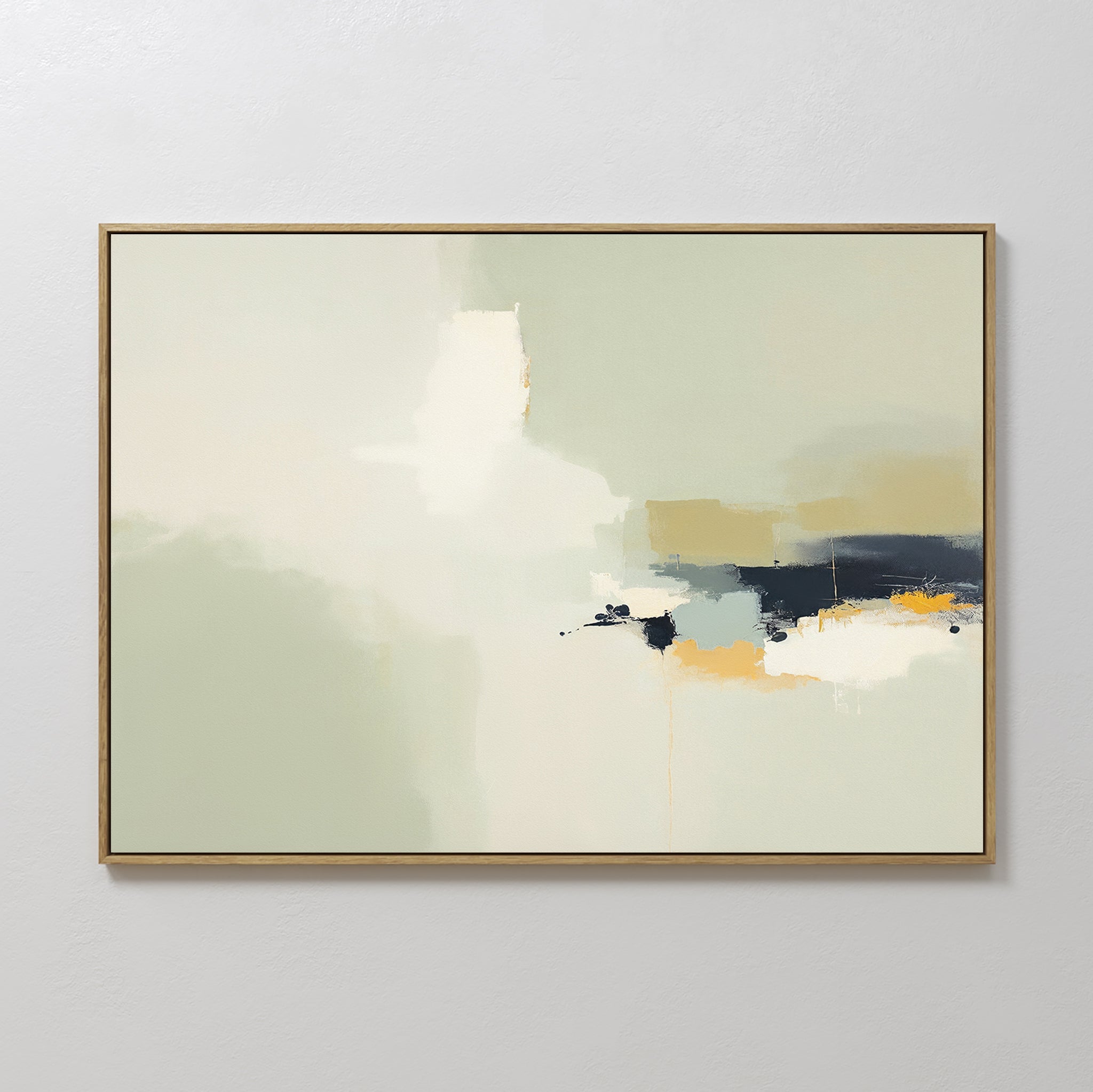 Original hand painted sage green ivory navy amber abstract oil painting canvas wall art, nordic scandinavian elegant luxury minimalist modern living r