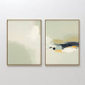 Original hand painted sage green ivory navy gold abstract oil painting canvas set wall art nordic scandinavian elegant luxury modern interior design h