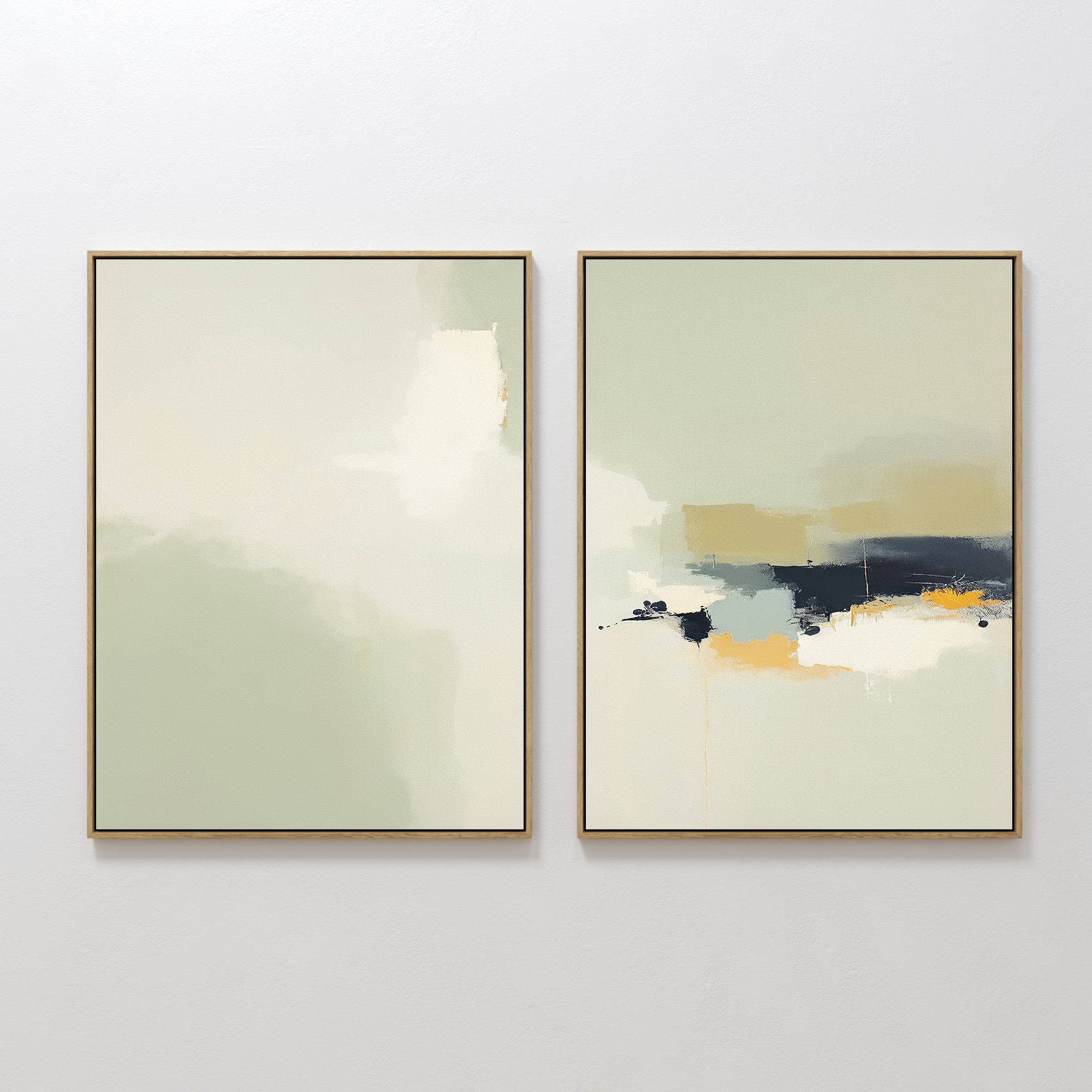 Original hand painted sage green ivory navy gold abstract oil painting canvas set wall art nordic scandinavian elegant luxury modern interior design h