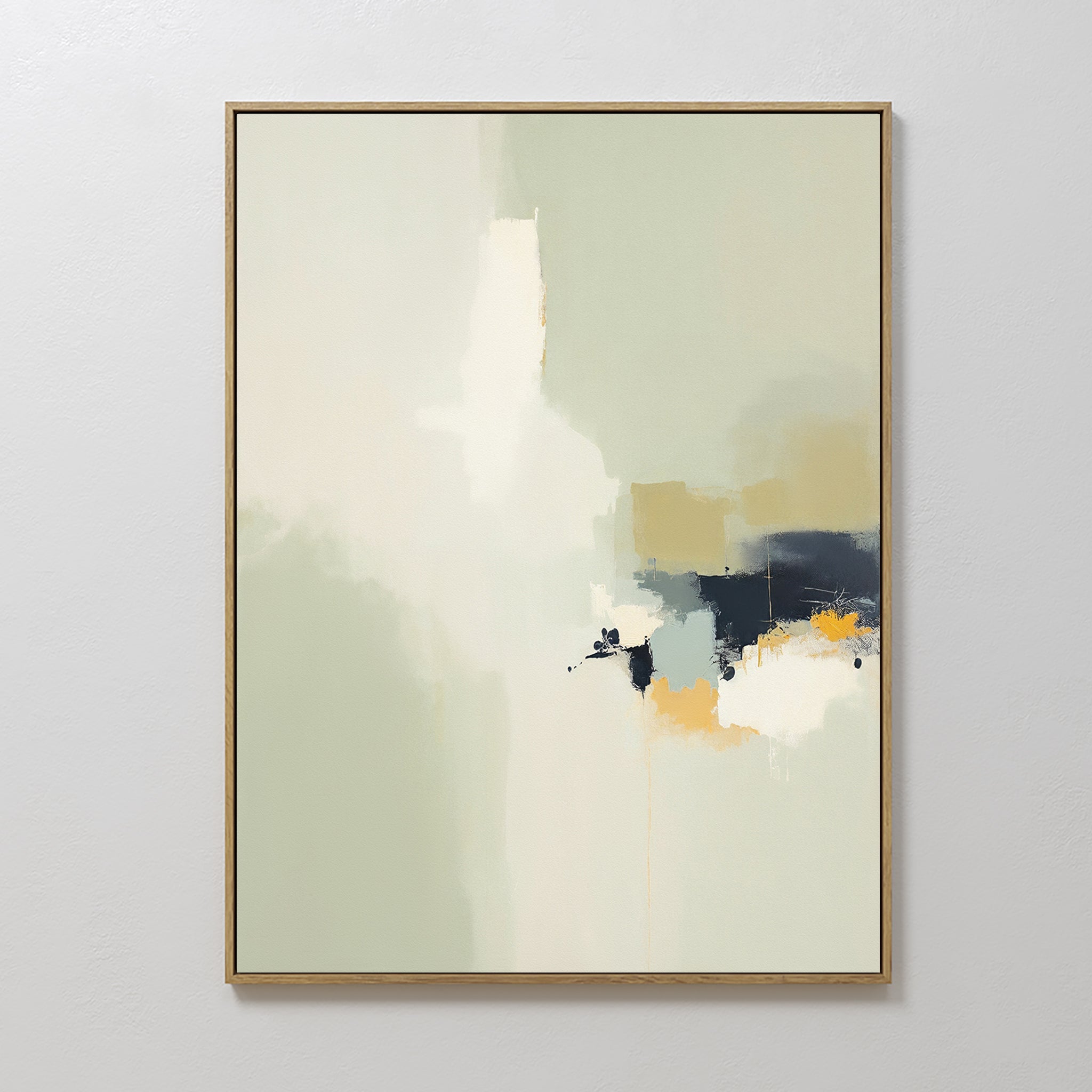 Original hand painted sage green ivory abstract oil painting canvas wall art, nordic scandinavian elegant luxury minimalist modern living room home de