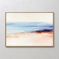 Original hand painted blush pink blue indigo abstract coastal oil painting canvas wall art, nordic scandinavian elegant luxury modern living room home