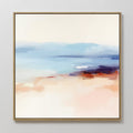 Original hand painted blush peach and sky blue coastal abstract oil painting canvas wall art, nordic scandinavian elegant luxury modern living room ho